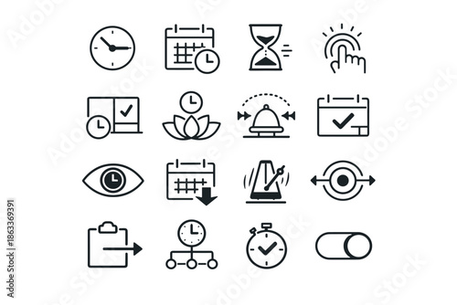 Icon intentional mindful schedule time driven awareness execution moment automation icons vector