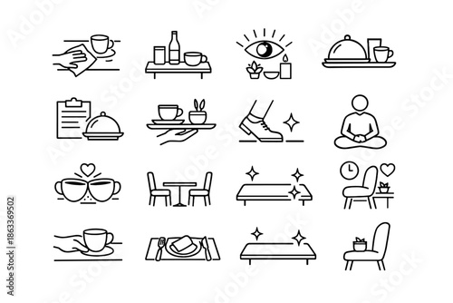 Vector table caf space icon neat calm tidy etiquette minimalist clutter minimal
