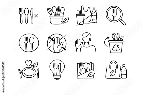 Eco step habit vector friendly cue smart manners calm utensil icon