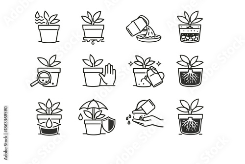 Excess avoid cue icons moderation icon plant control vector care protection watering