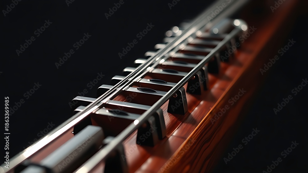 Fototapeta premium bassoon. A dark wood bassoon with silver keys, showcasing its elegant curves in a close-up view. tutorial guides, club newsletters, designed for sports & leisure club marketing.