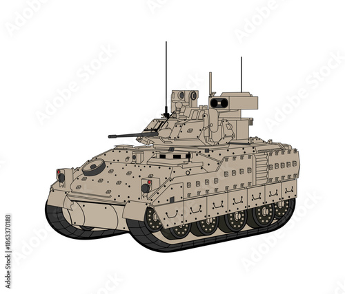 M2 Bradley Infantry Fighting Vehicle Vector – Editable Military Tank Illustration