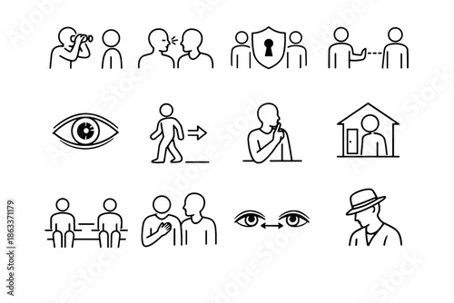 Respect cue privacy avert public observation icon vector eye minimalist etiquette calm