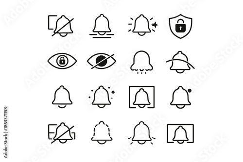 Notification icon alerts hide reduced icons clarity vector preview focus step minimalist