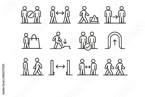 Vector icons path habit urban walkway awareness obstruction sidewalk clarity icon blocking