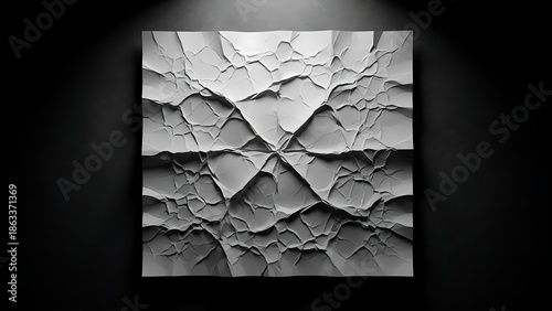 Geometric Texture on Display: An abstract textured piece, with symmetrical folds and shadows, creating a compelling visual experience.