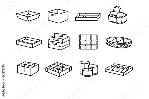 Vector bamboo icons icon tray grid sustainable insert cube drawer pod upcycled