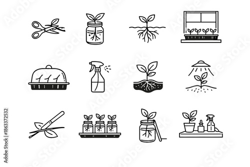 Soil setup symbol propagation jar outline tools sterile icon drawing plant vector