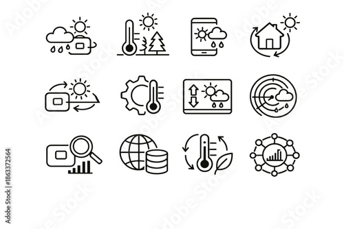 Responsive thermostat sync outdoor weather smart based icon climate vector temperature external