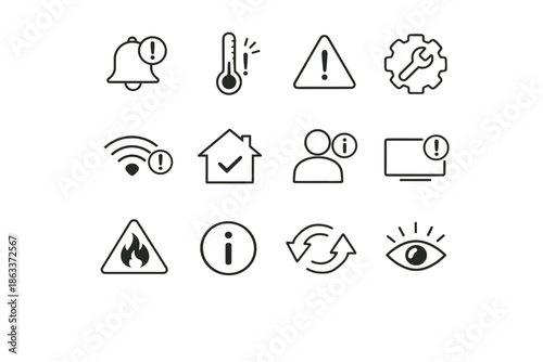 Alert icon system status reminder vector thermostat alerts notifications temperature warning smart