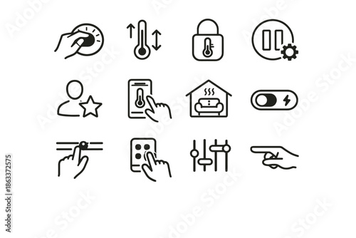 Thermostat choice icon temperature temporary pause user action direct smart control icons