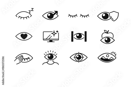 Eye digital focus health glare pause relief vector icon care vision