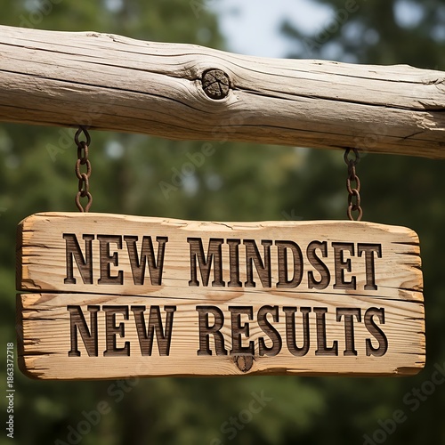 Wooden sign with motivational quote hanging