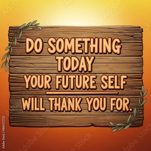 Inspirational wooden sign with motivational quote