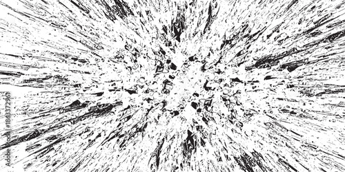 Circular starburst explosion texture. Distressed uneven grunge background. Abstract vector illustration. Overlay to create interesting effect and depth. Isolated on white background.