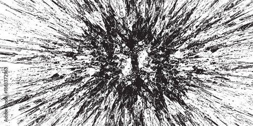 Circular starburst explosion texture. Distressed uneven grunge background. Abstract vector illustration. Overlay to create interesting effect and depth. Isolated on white background.