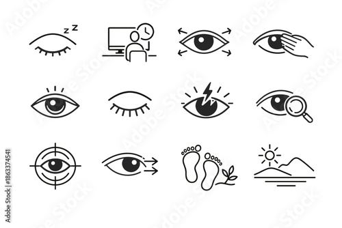 Vector icon mindful reset signal reminder micro awareness break support focus eyesight