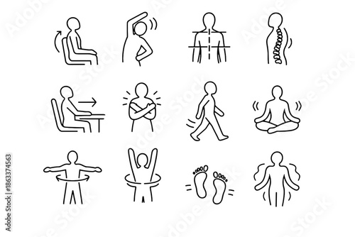 Release cue stretch break physical ergonomic gentle vector body mindful reset micro