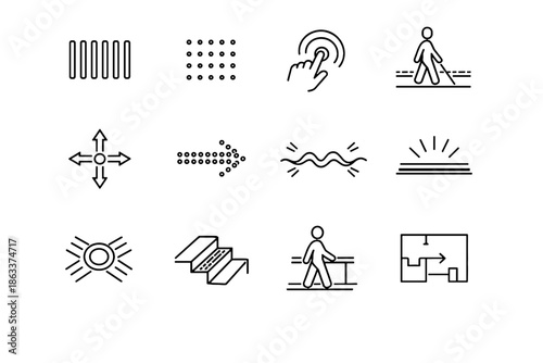 Clarity set cue direction vector navigation accessibility ground low icon signal spatial