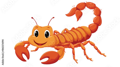 Adorable Smiling Scorpion Posing Isolated on White Background Vector Illustration