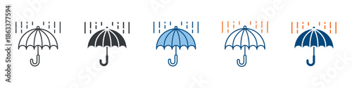 Umbrella Icon Set Multiple Style Collection 