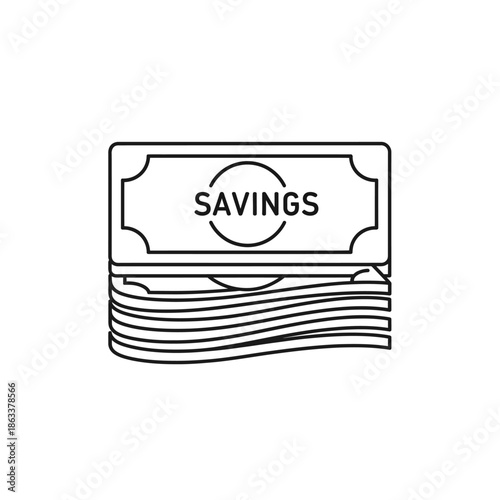 Stack of Dollar Bills with Savings Text Illustration for Financial Planning