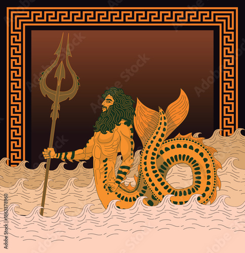 proteus triton sea god greek orange vase style