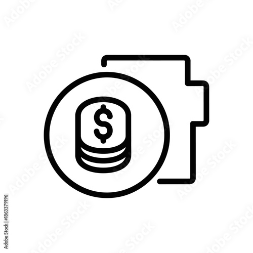 Digital Wallet Icon with Coin and Currency Symbols for Financial Apps