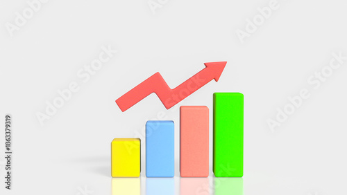 Free Download Business Performance Growth Concept with Colorful Bar Chart and Rising Arrow 3d render. - GFXLoad