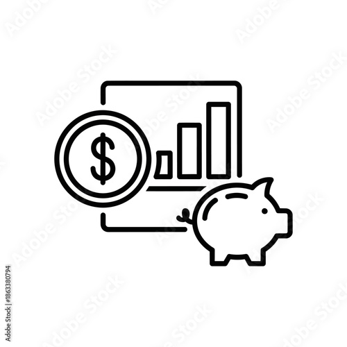 Financial Growth and Saving Concepts with Business and Money Icons