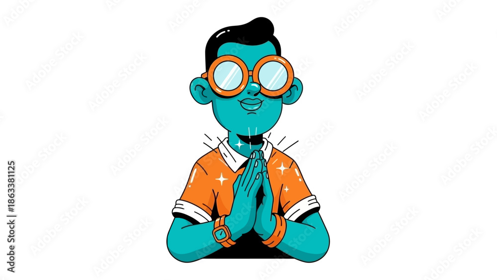 Obraz premium Illustration of a man meditating in a serene environment from a front viewpoint