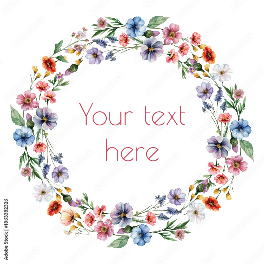 Fototapeta premium Flower wreath, flower frame, flower template