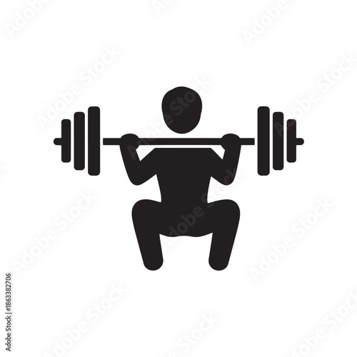 Squat Silhouette Vector Weightlifting Exercise Gym Workout Training