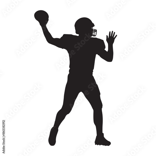 American Football Quarterback Throwing Ball Silhouette Vector Design