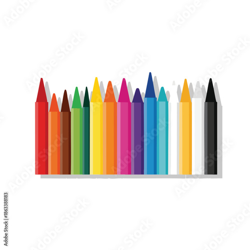 Colorful Crayons Lined Up Neatly for Artistic Activities and Creative Drawing.