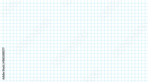 Seamless squared notebook pattern. Blue math grid texture on white paper. School notebook grid background. Vector illustration.