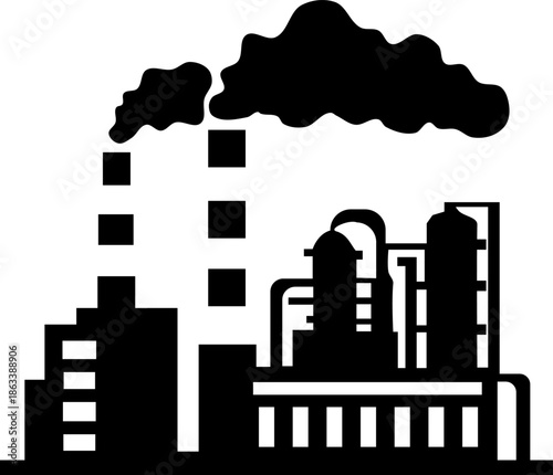 Industrial plant with smoke