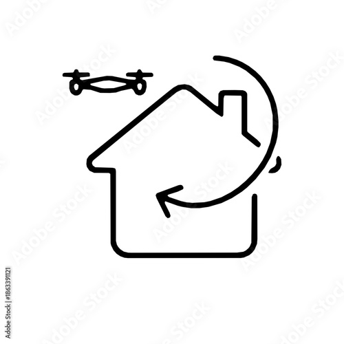 Autonomous return to home drone safety rounded outline icon (vector)