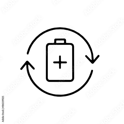 Drone battery hot swap power management rounded outline icon (vector)