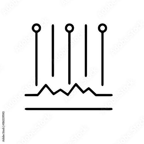 LiDAR terrain mapping drone survey rounded outline icon (vector)