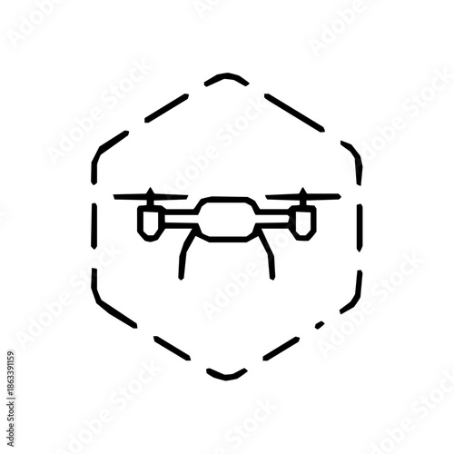 Geofencing drone boundary rounded accessibility icon (vector)