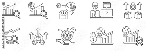 Icon set. Related to business and investment Mixed Vector Illustration. Outline Icons Collection. Editable stroke. Vector illustration