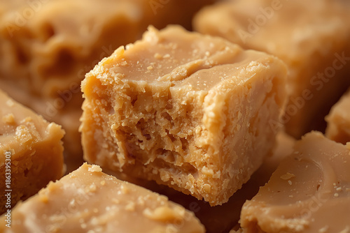 Peanut Butter Fudge Cubes With Brown Sugar Close Up Food Photography