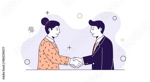 Business partners shaking hands symbolizing agreement and collaboration in a deal.
