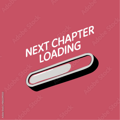 next chapter loading; progress bar pulses on pink field as transition and anticipation take center stage