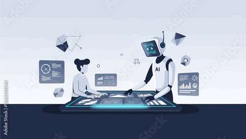Futuristic Collaboration Between Human and AI on a Digital Interactive Table with Data Visualizations
