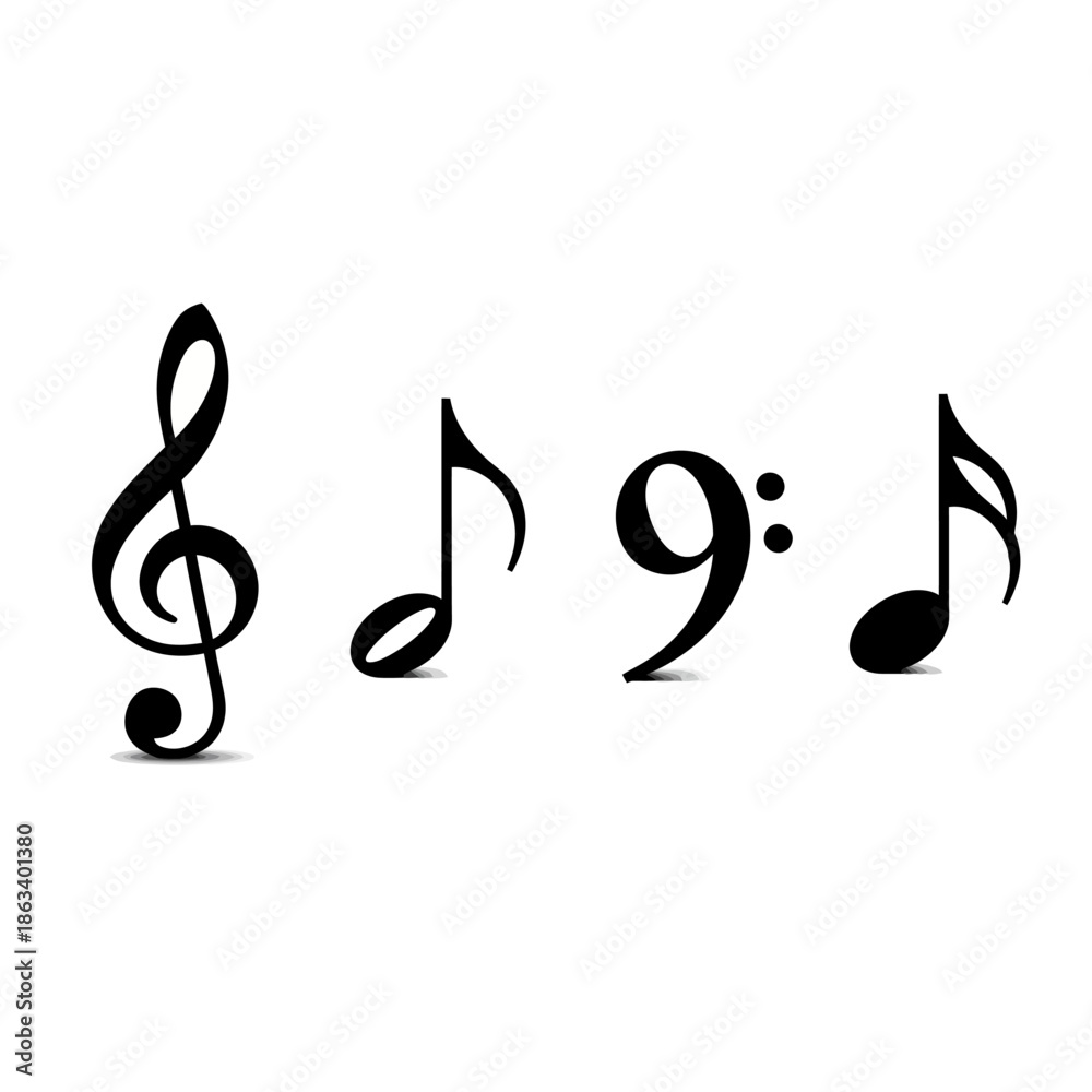 Fototapeta premium A simple black and white image of musical notes on a clean background