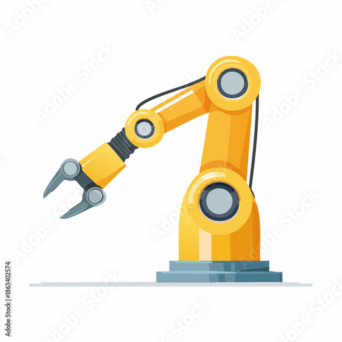 Yellow Industrial Robot Arm with Gripper.