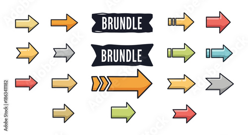 Collection of Various Colored Arrows and Signs.