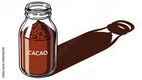 Cacao Powder Jar Illustration - Food Ingredient, Cooking, Baking